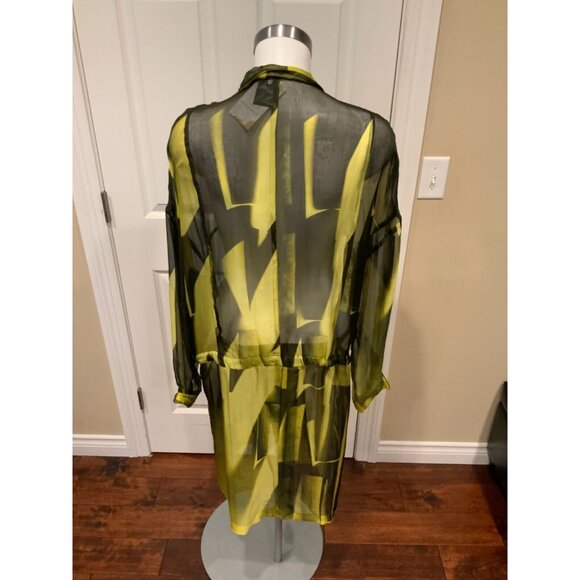 Ann Demeulemeester Yellow & Black Long Silk Trench Coat, Size 8 (US) 40 (EU) - Picture 7 of 10